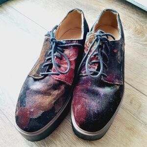 Steve Madden Floral Velvet Written Lug Sole Dark Academia Loafers Size 8M